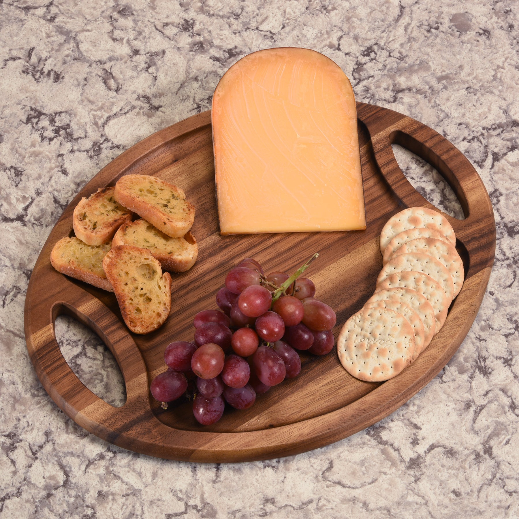 Acacia Wood Oval Serving Tray with Handles - 15" x 11"