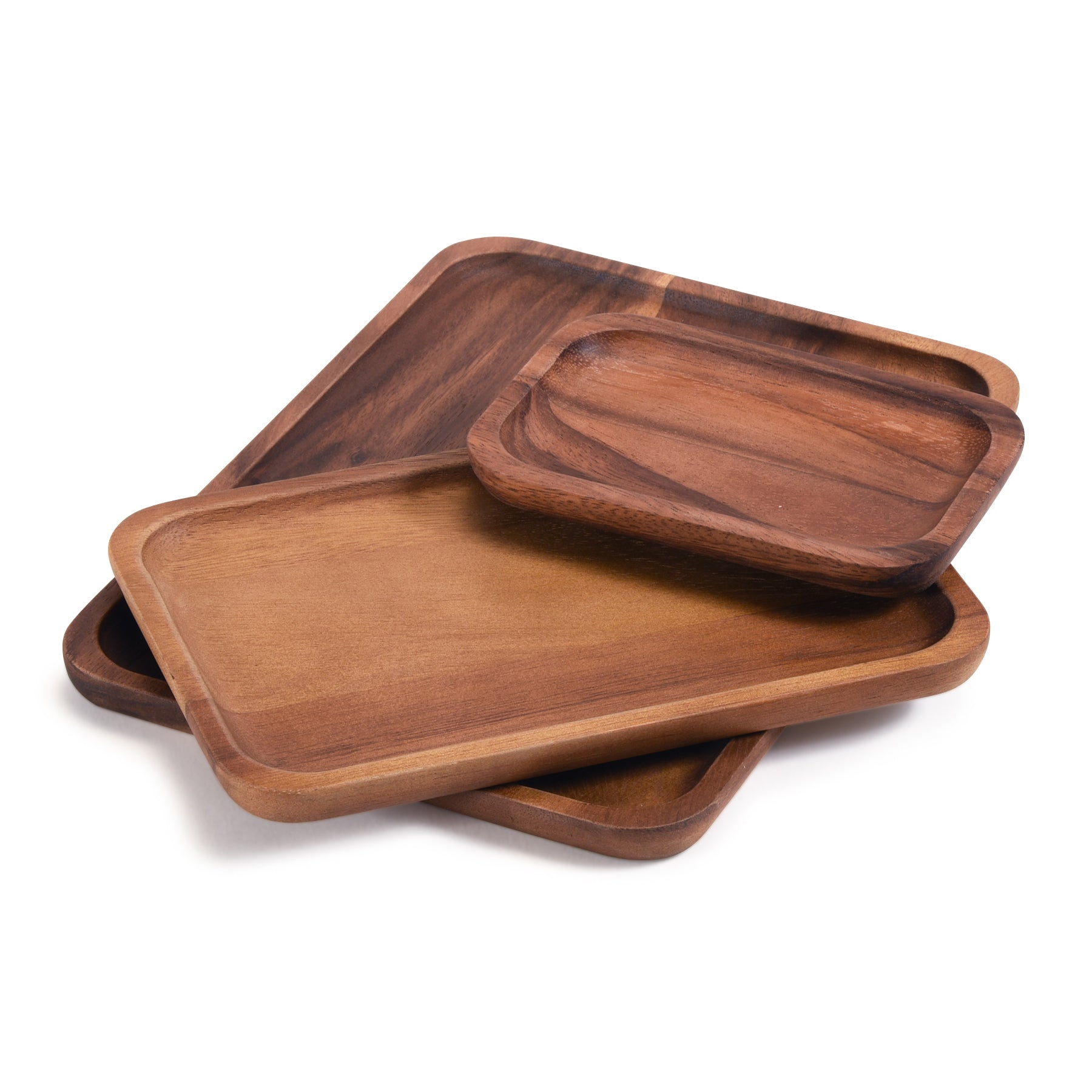 Acacia Wood Rectangular Serving Plates - Set of 3