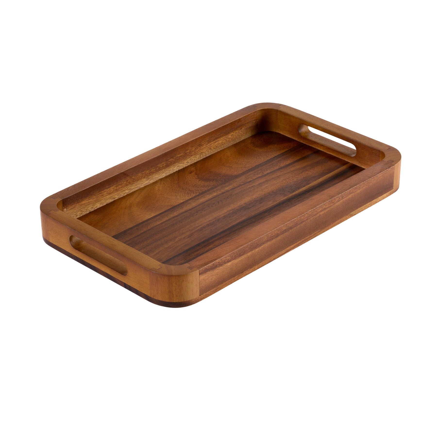 Acacia Wood Rectangular Serving Tray with Handles - 15" x 9"