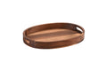 Acacia Wood Serving Tray with Handles - Oval with Border 11" x 15"