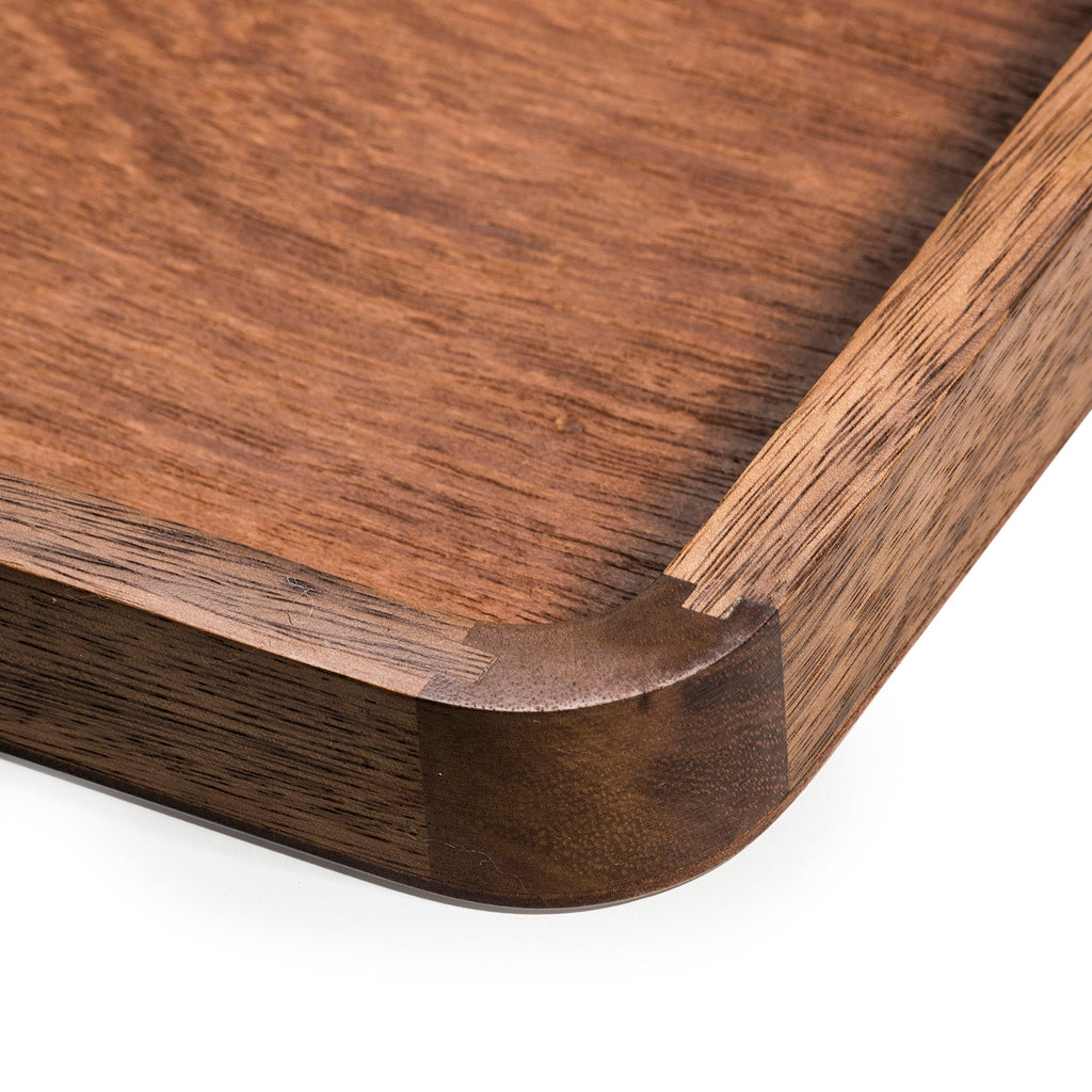 Acacia Wood Square Serving Tray with Handles — 14" x 14"