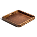 Acacia Wood Square Serving Tray with Handles — 14" x 14"