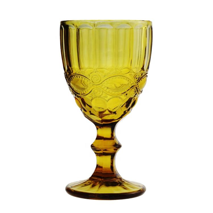Alice Glass Water Goblet – Vintage-Inspired Pressed Glass | 4 Colors