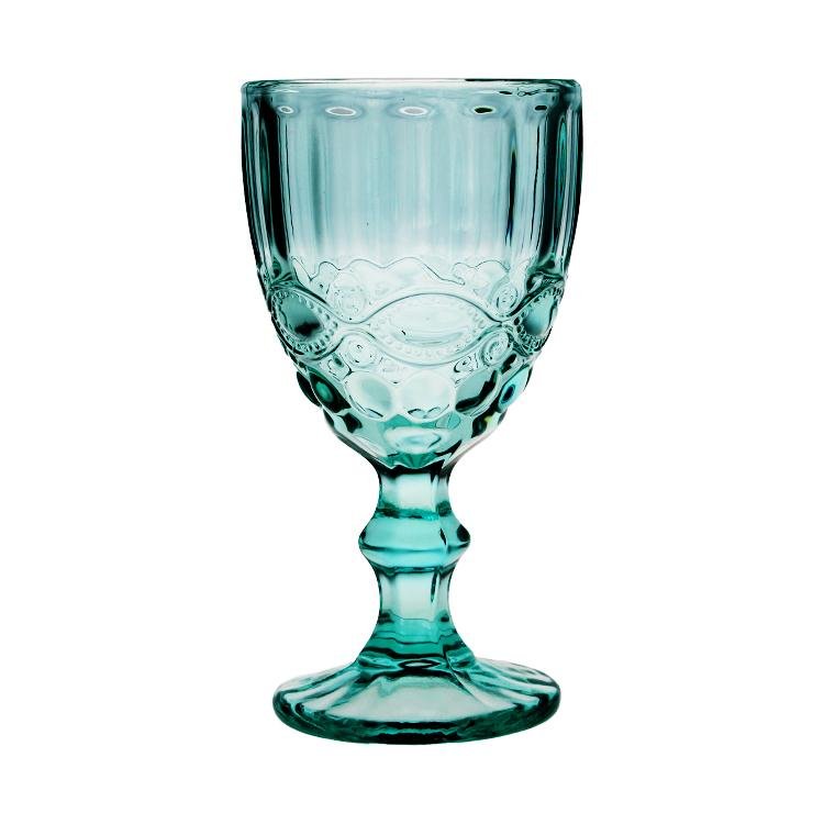 Alice Glass Water Goblet – Vintage-Inspired Pressed Glass | 4 Colors