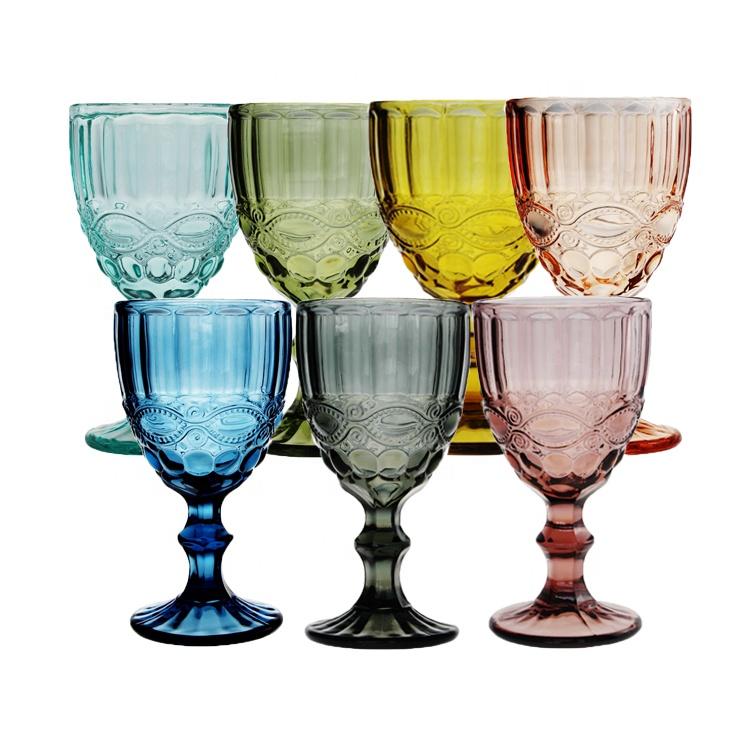 Alice Glass Water Goblet – Vintage-Inspired Pressed Glass | 4 Colors