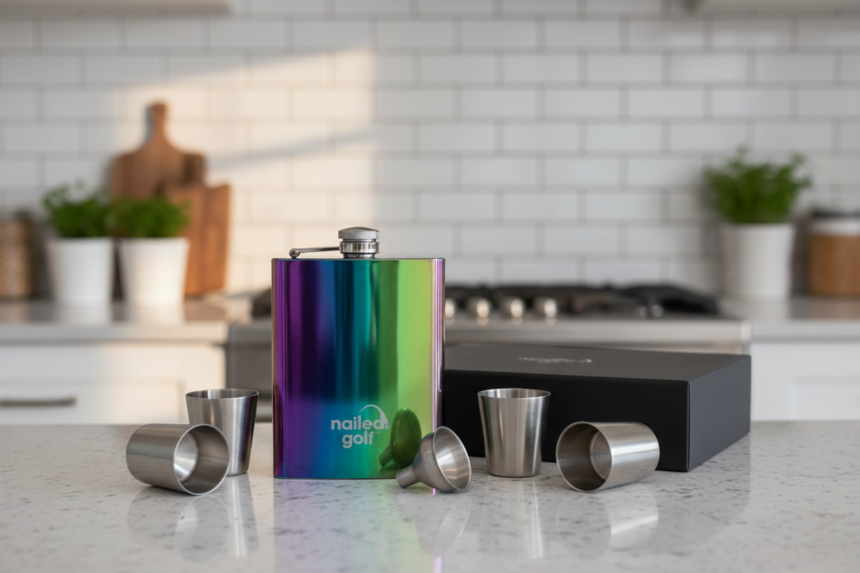 Birdie Juice Flask Set on Kitchen Counter