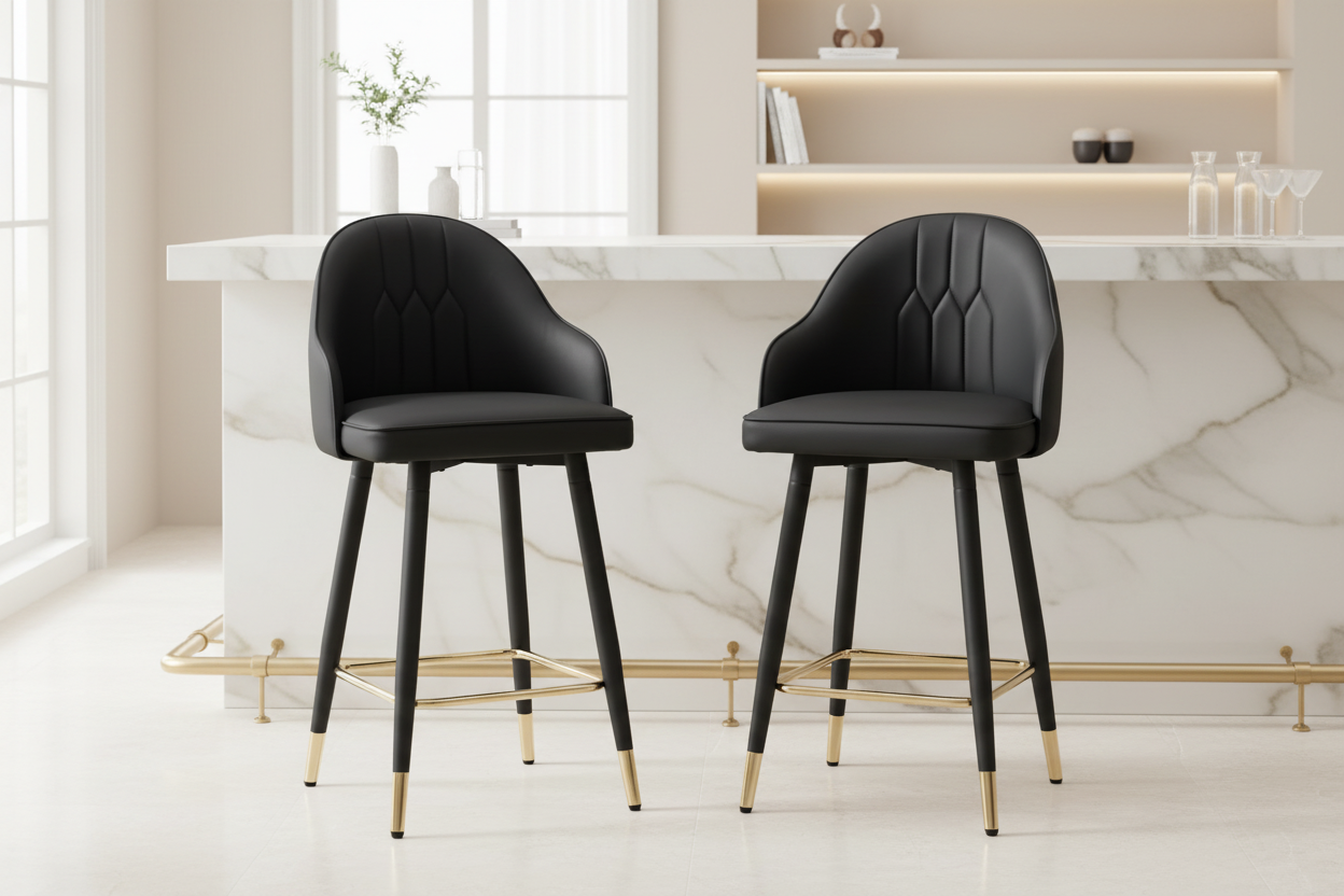Black Bar Stools - Bright Airy Setting