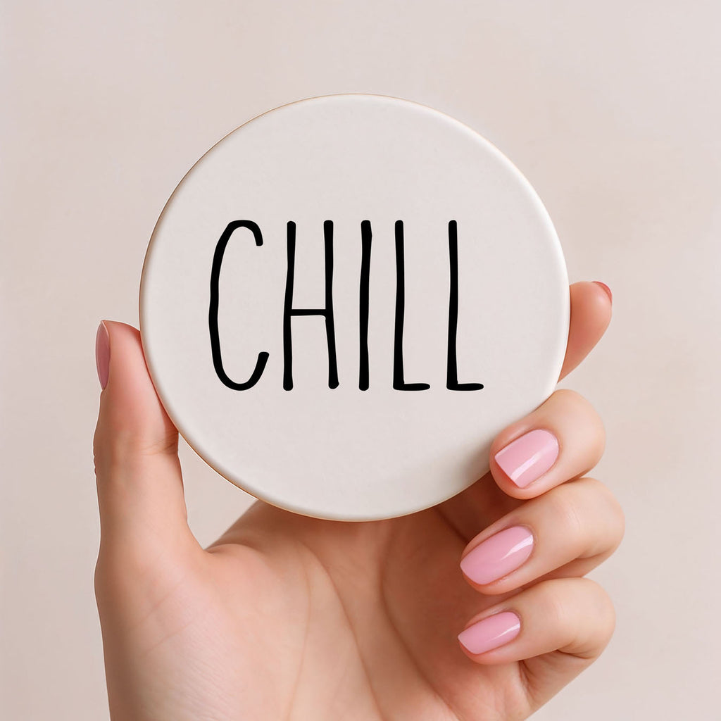 Minimalist One-Word Ceramic Coasters - 11 Moods