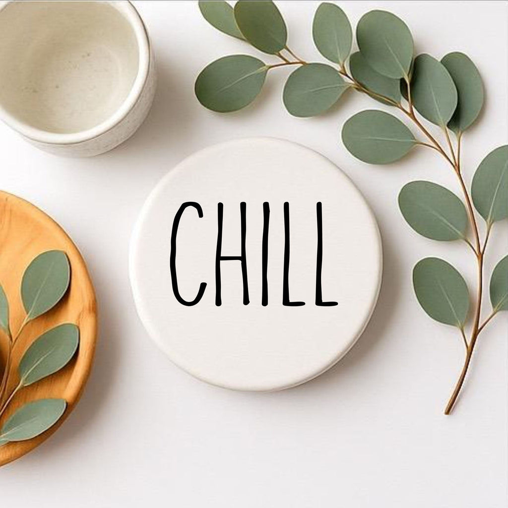 Minimalist One-Word Ceramic Coasters - 11 Moods
