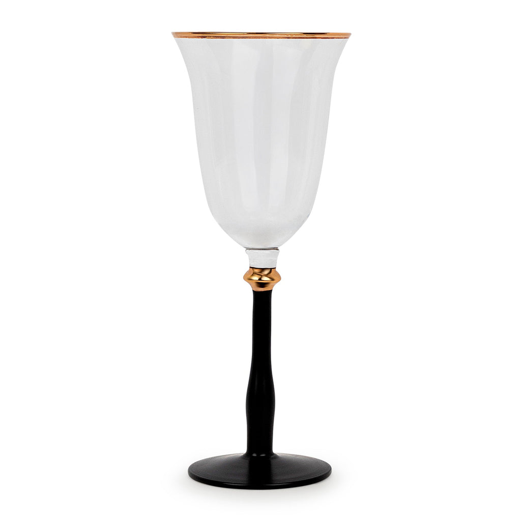 Black Stemmed Wine Glass with Gold Rim – Set of 4 | Modern Luxury Glassware