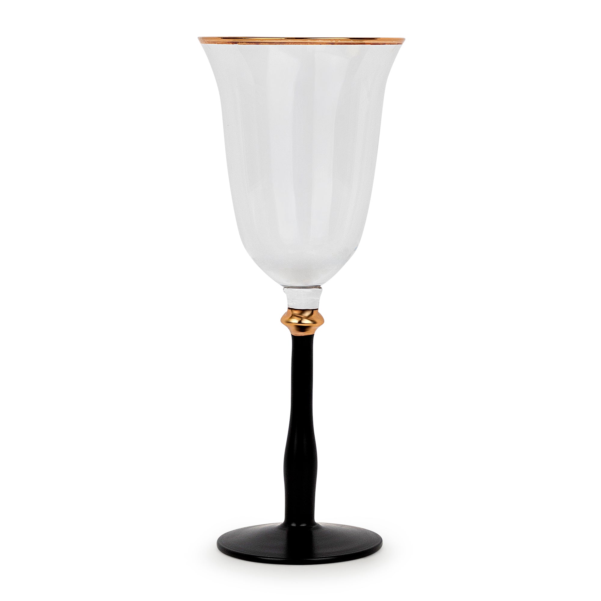 Black Stemmed Wine Glass with Gold Rim – Set of 4 | Modern Luxury Glassware