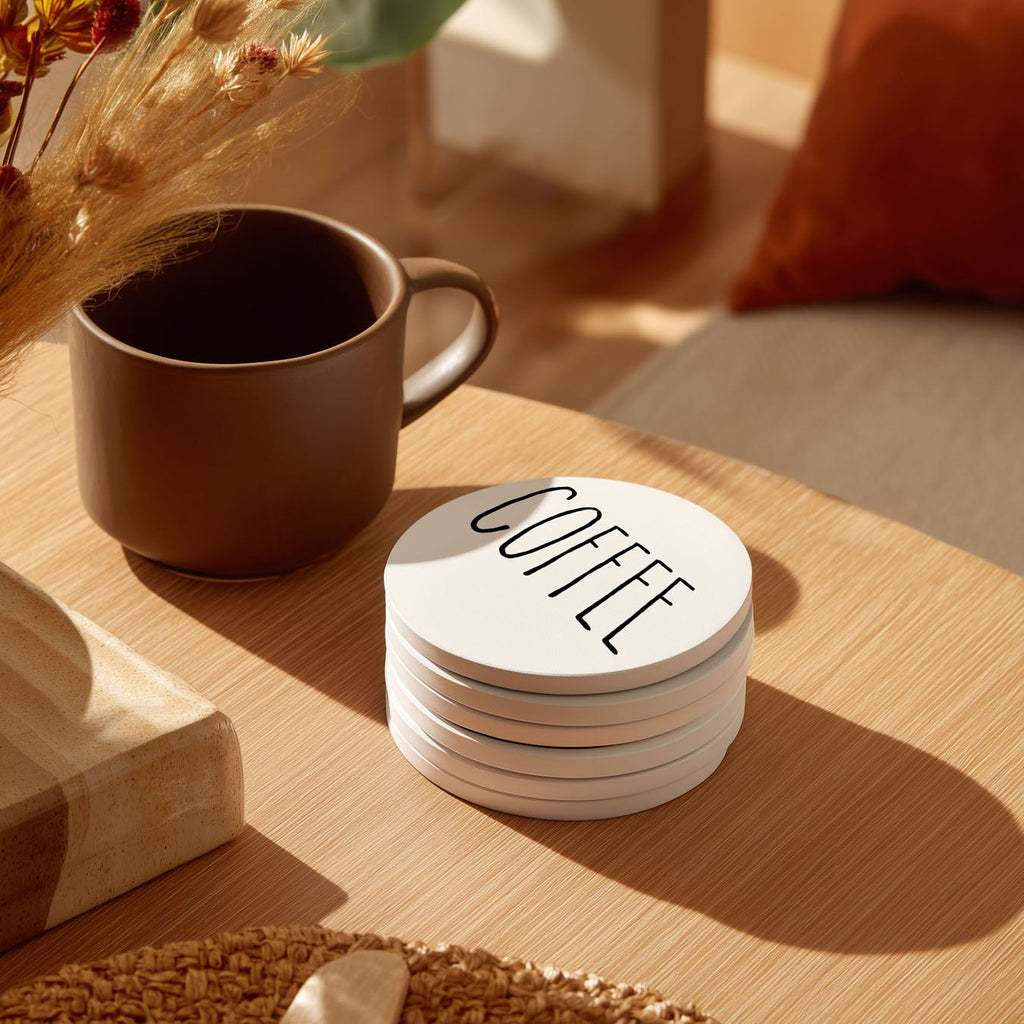 Minimalist One-Word Ceramic Coasters - 11 Moods
