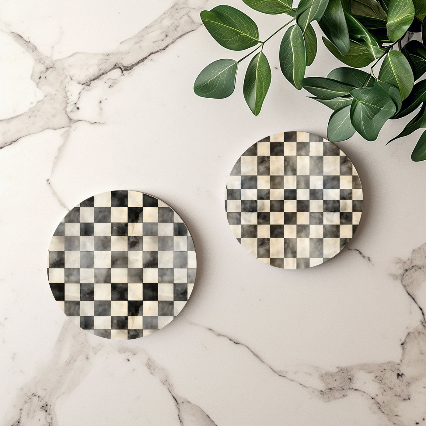 Courtly Check Ceramic Coasters - 6 Styles | Single or Full Set of 6