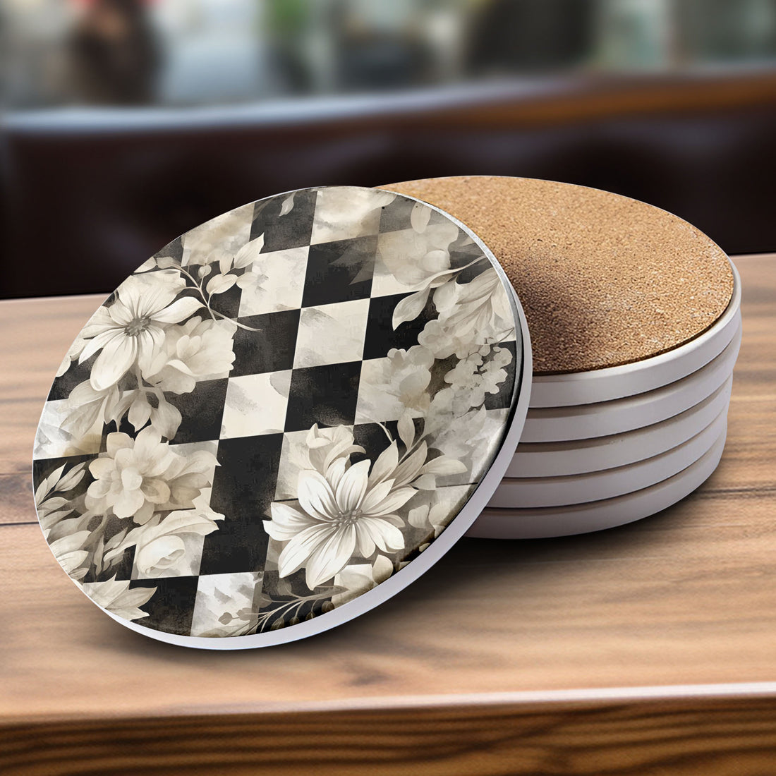 Courtly Check Ceramic Coasters - 6 Styles | Single or Full Set of 6
