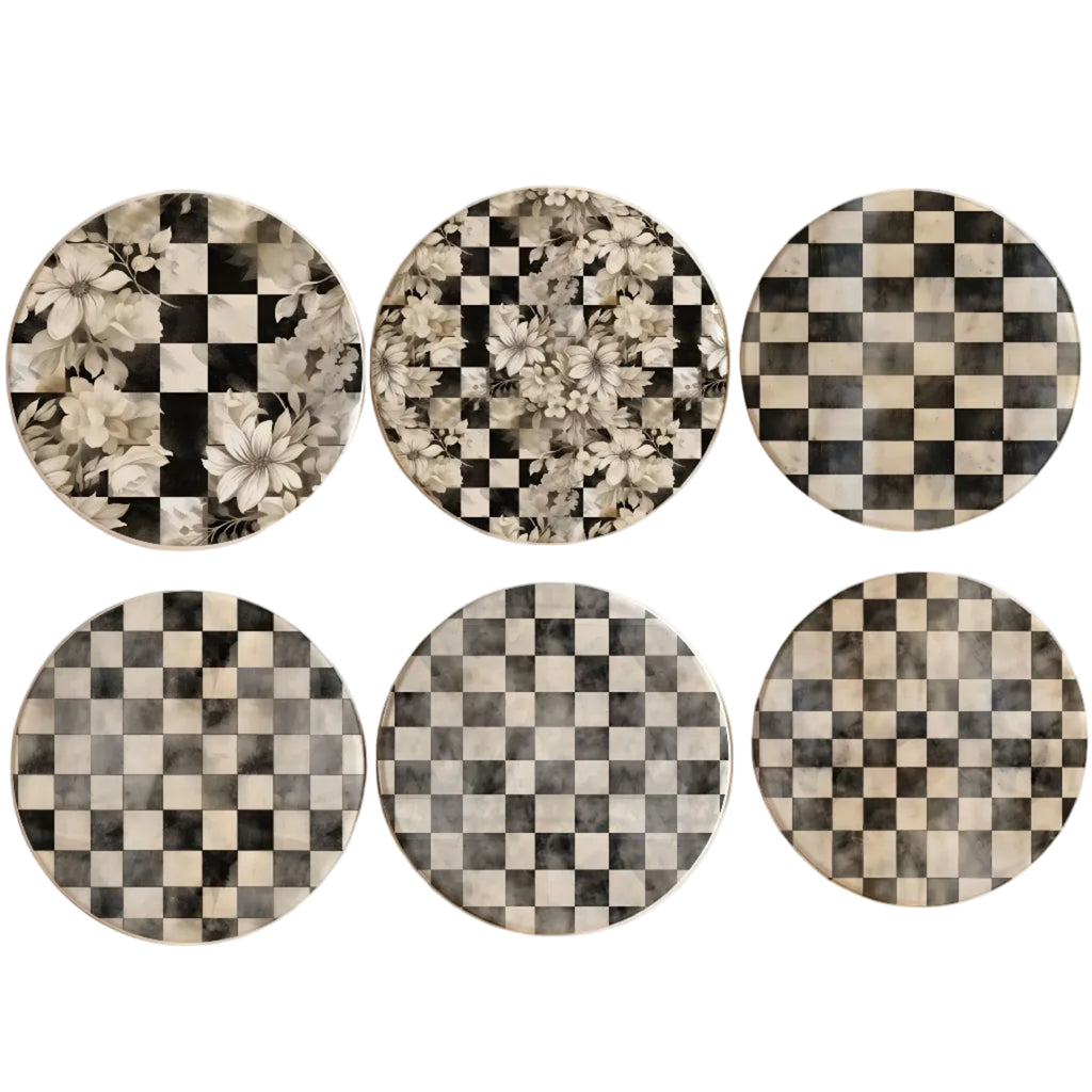 Checkered round coasters