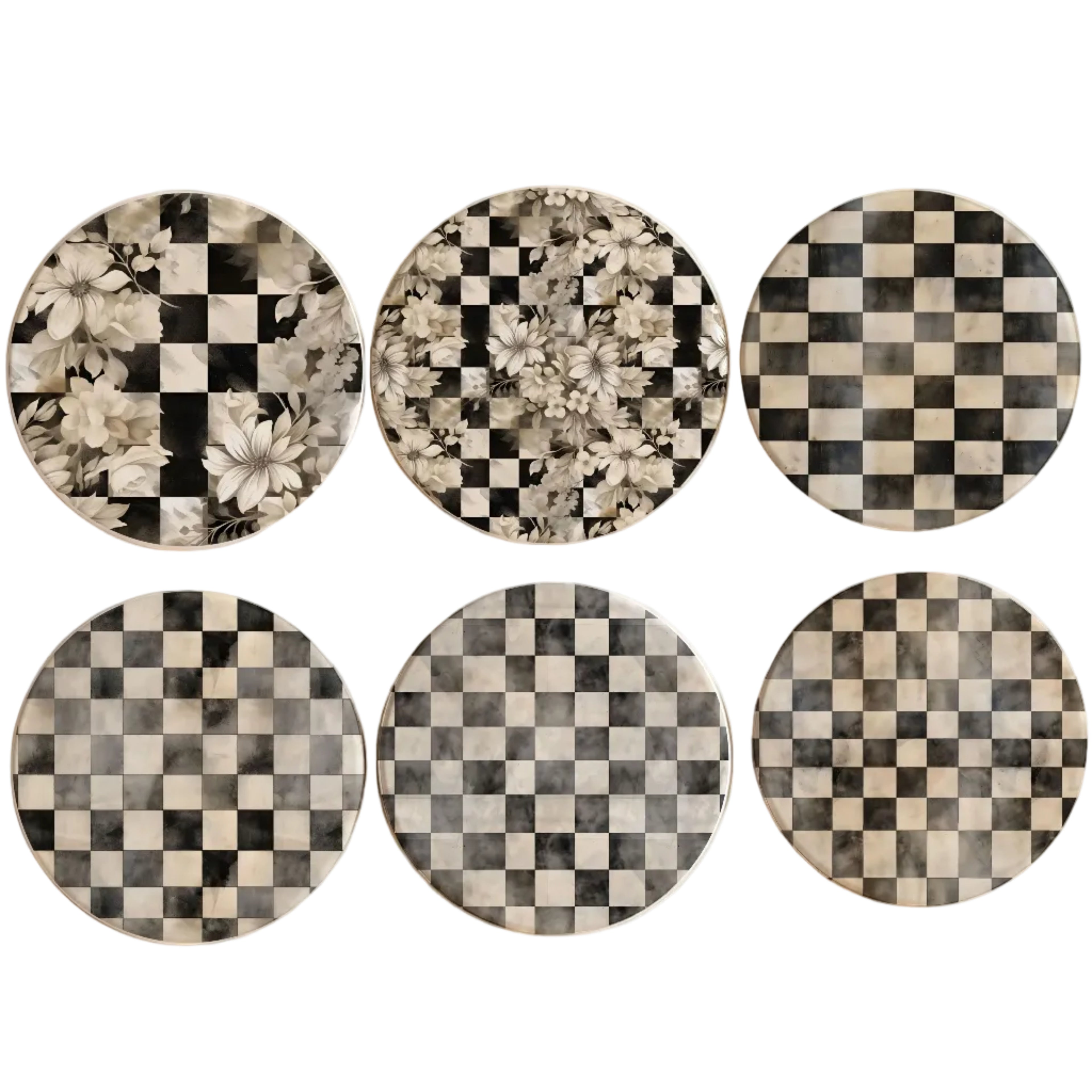 Checkered round coasters