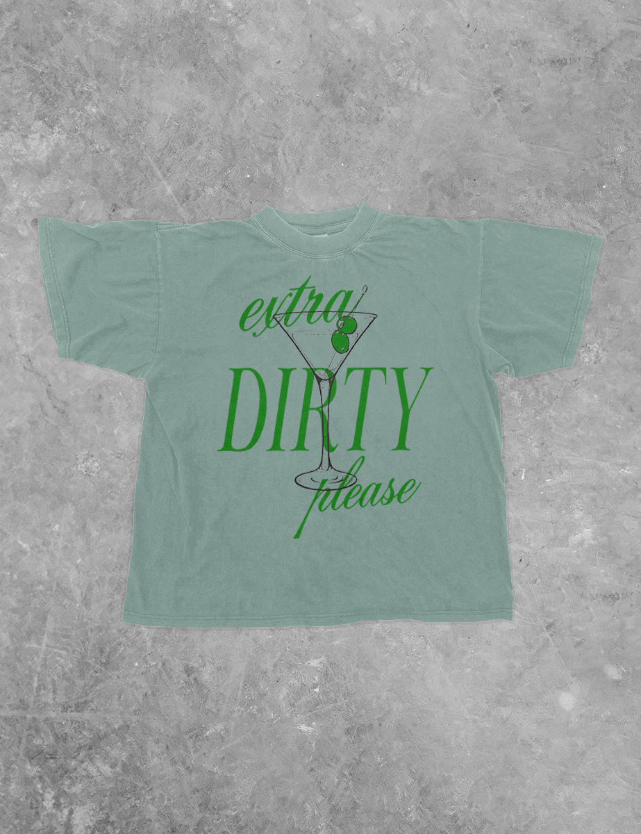 Extra Dirty Please Martini Boxy T-Shirt – Retro Cocktail Graphic Tee