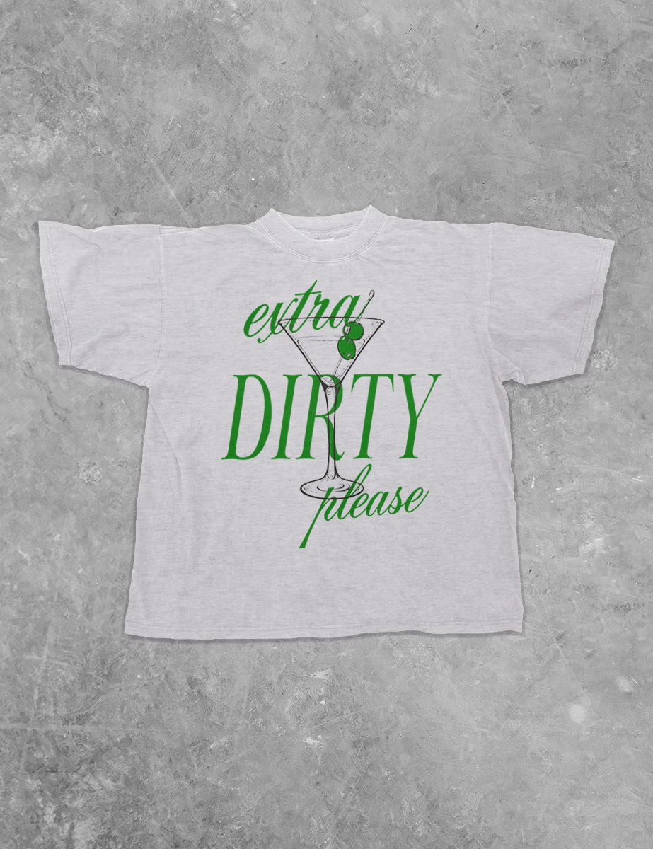 Extra Dirty Please Martini Boxy T-Shirt – Retro Cocktail Graphic Tee