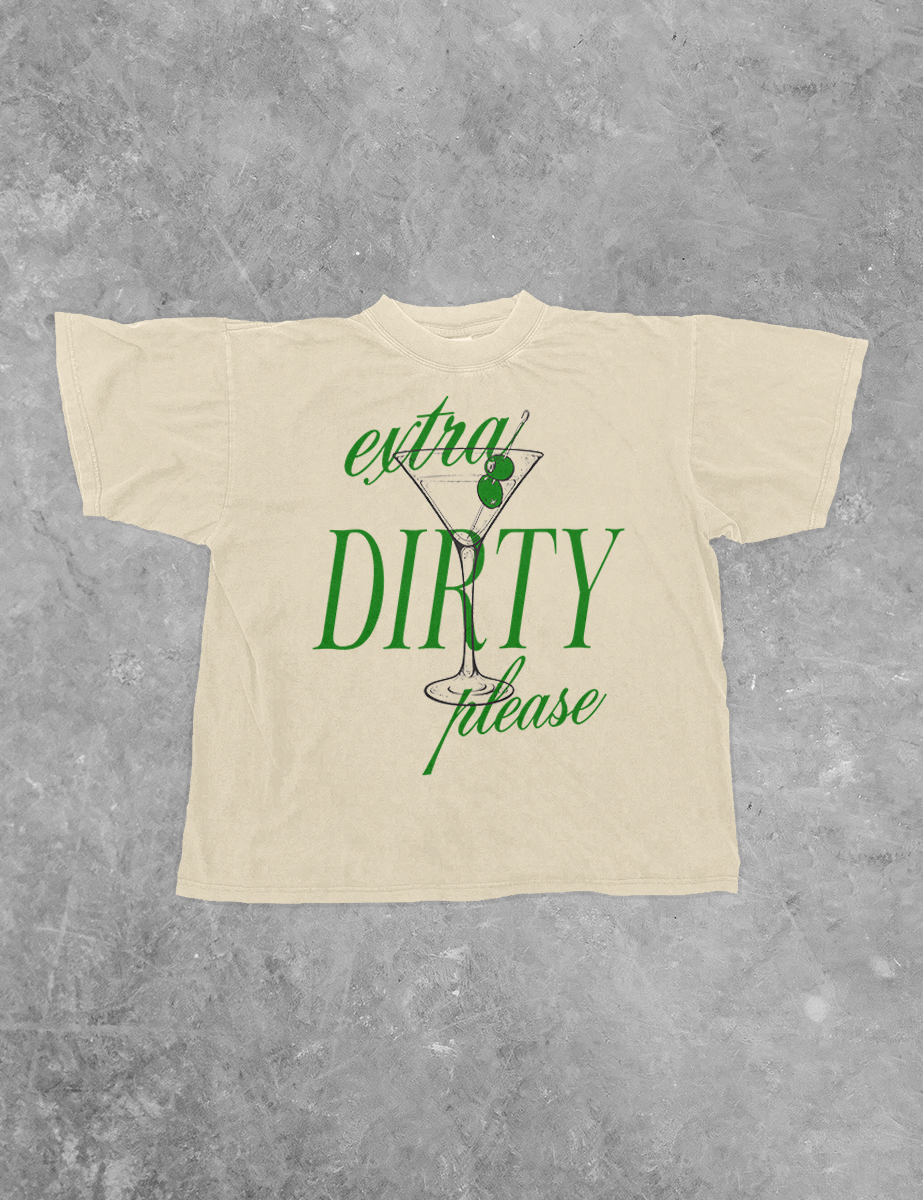Extra Dirty Please Martini Boxy T-Shirt – Retro Cocktail Graphic Tee