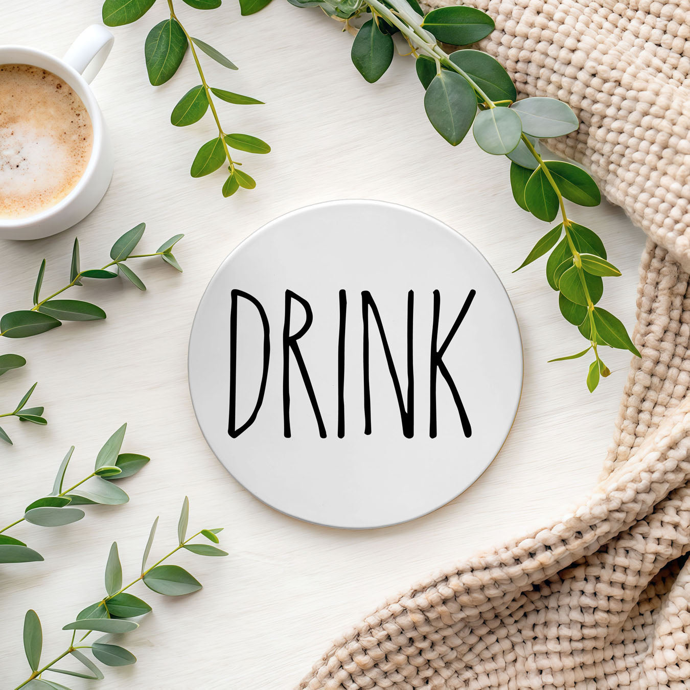 Minimalist One-Word Ceramic Coasters - 11 Moods
