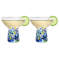 Hand-Blown Confetti Margarita Glasses - Set of 2 | 14oz Mexican Art Glass