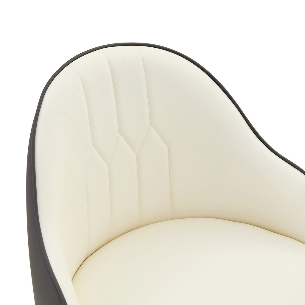 White & Dark Gray PU Leather Bar Stools – Set of 2 | 37.7" High with Ergonomic Backrest & Gold Footrest