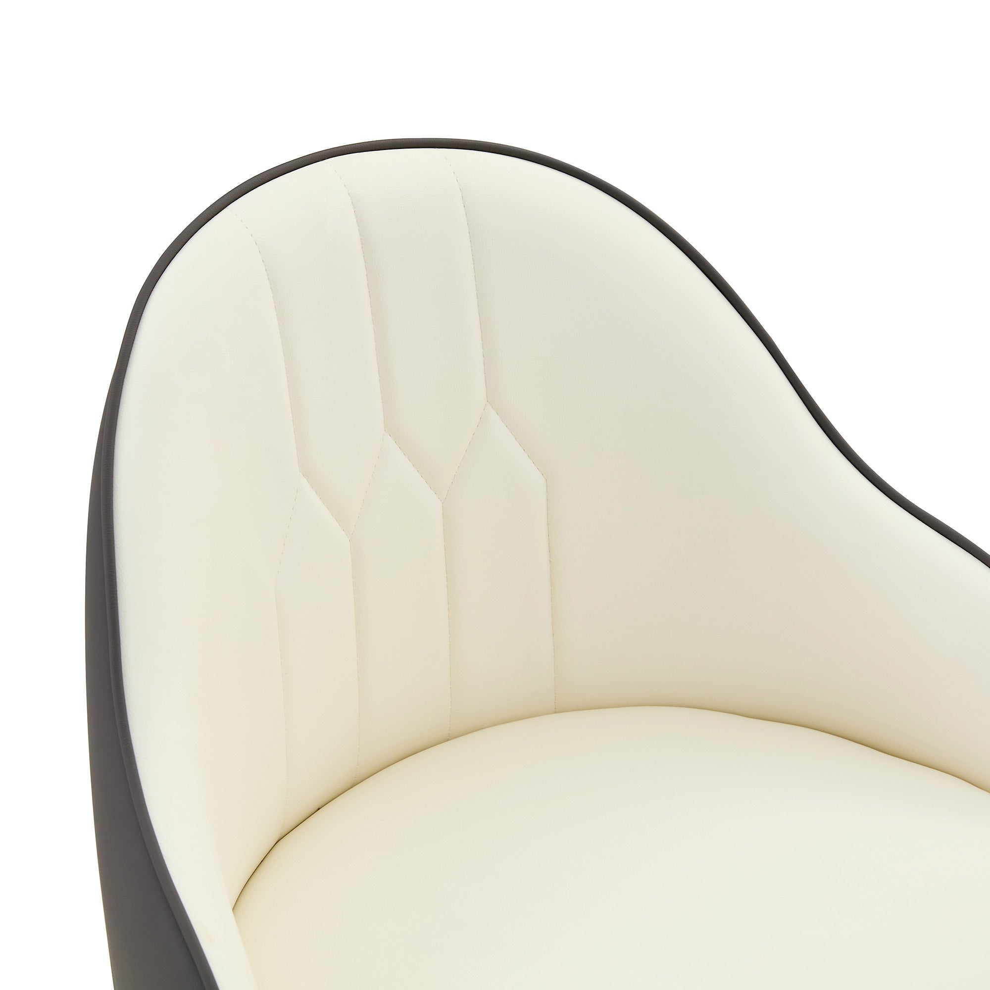 White & Dark Gray PU Leather Bar Stools – Set of 2 | 37.7" High with Ergonomic Backrest & Gold Footrest