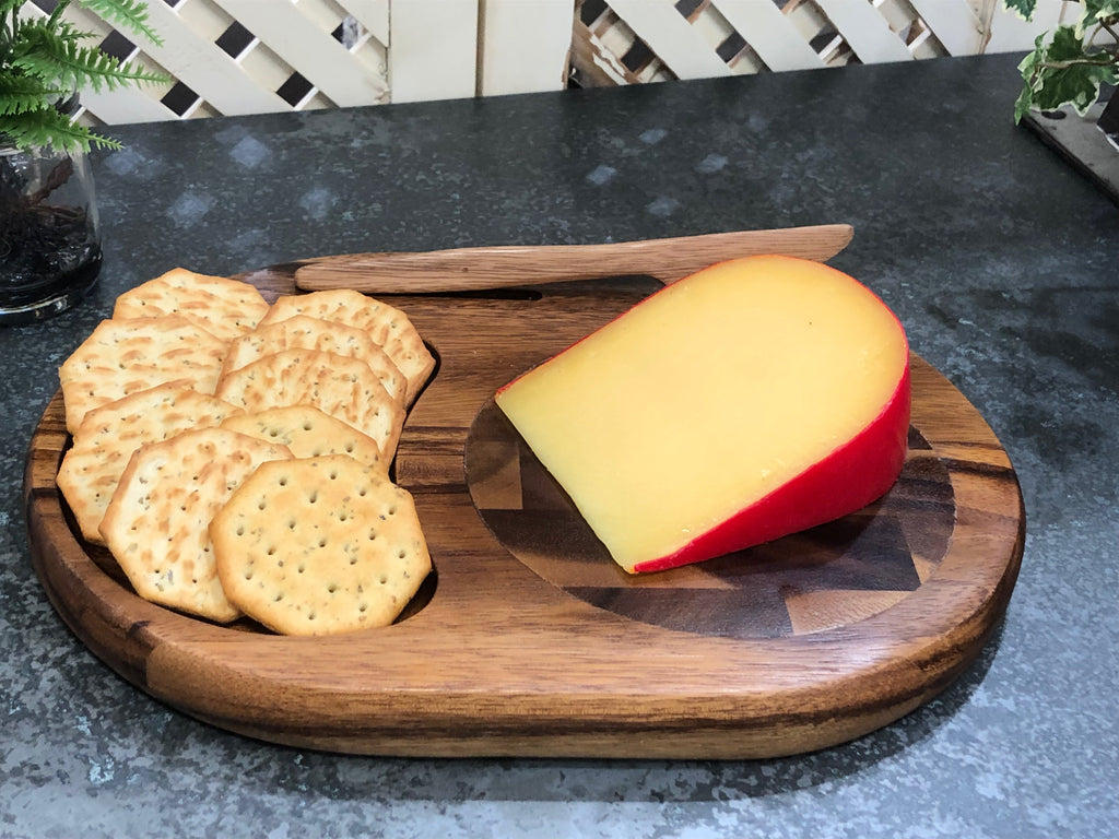 Acacia End-Grain Cheese & Charcuterie Board with Knife Groove