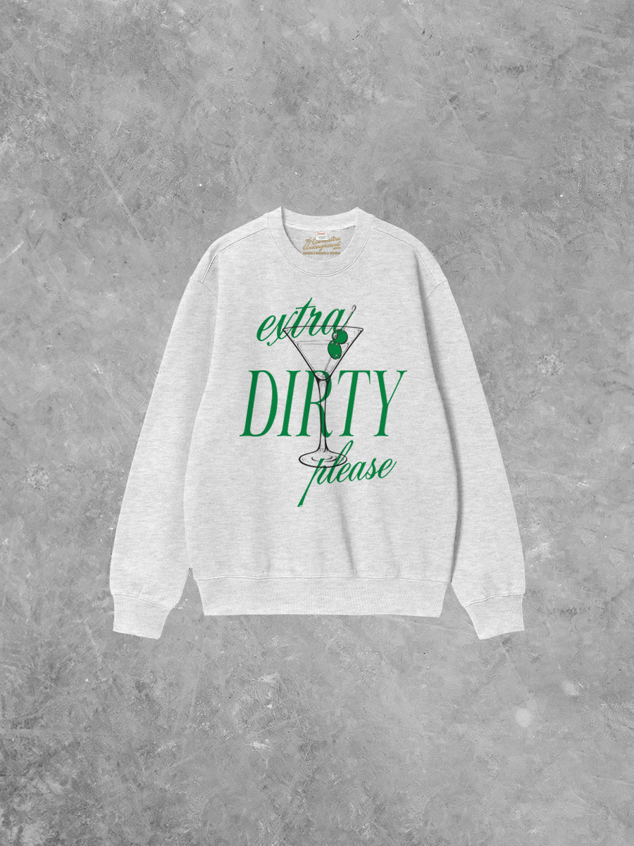 Extra Dirty Martini Boxy Sweatshirt – Retro Cocktail Graphic Pullover