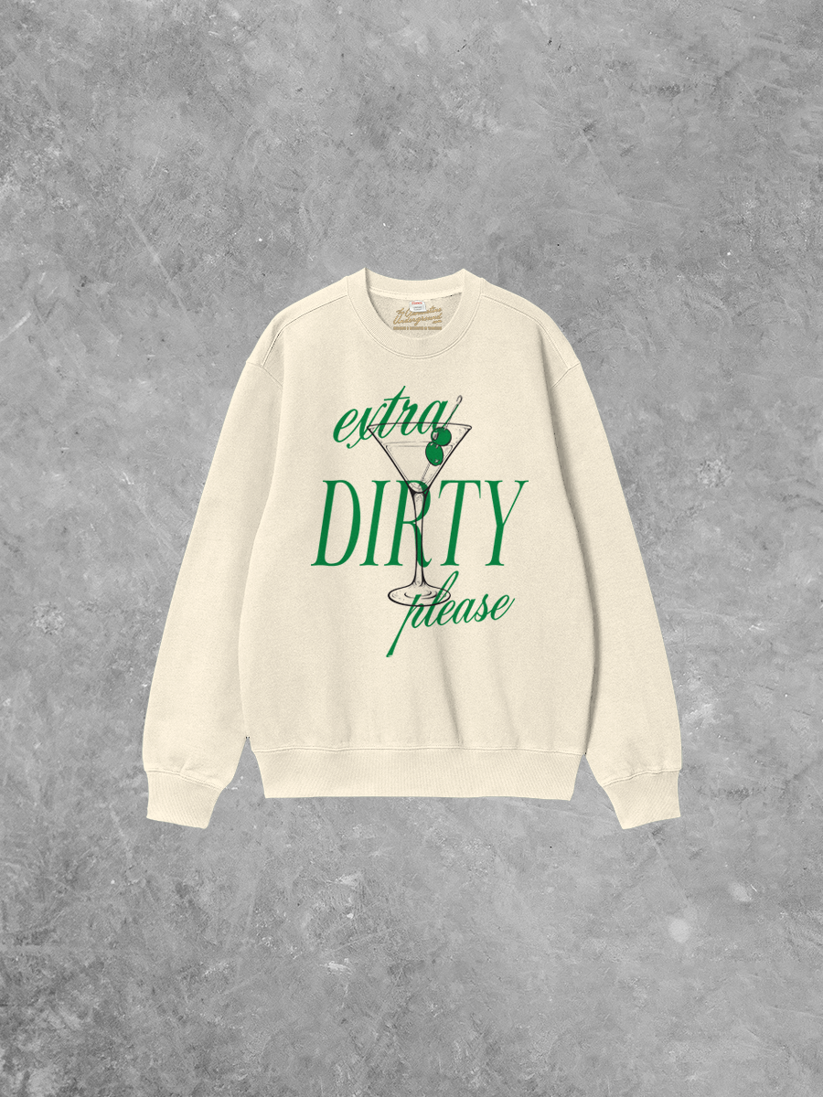 Extra Dirty Martini Boxy Sweatshirt – Retro Cocktail Graphic Pullover