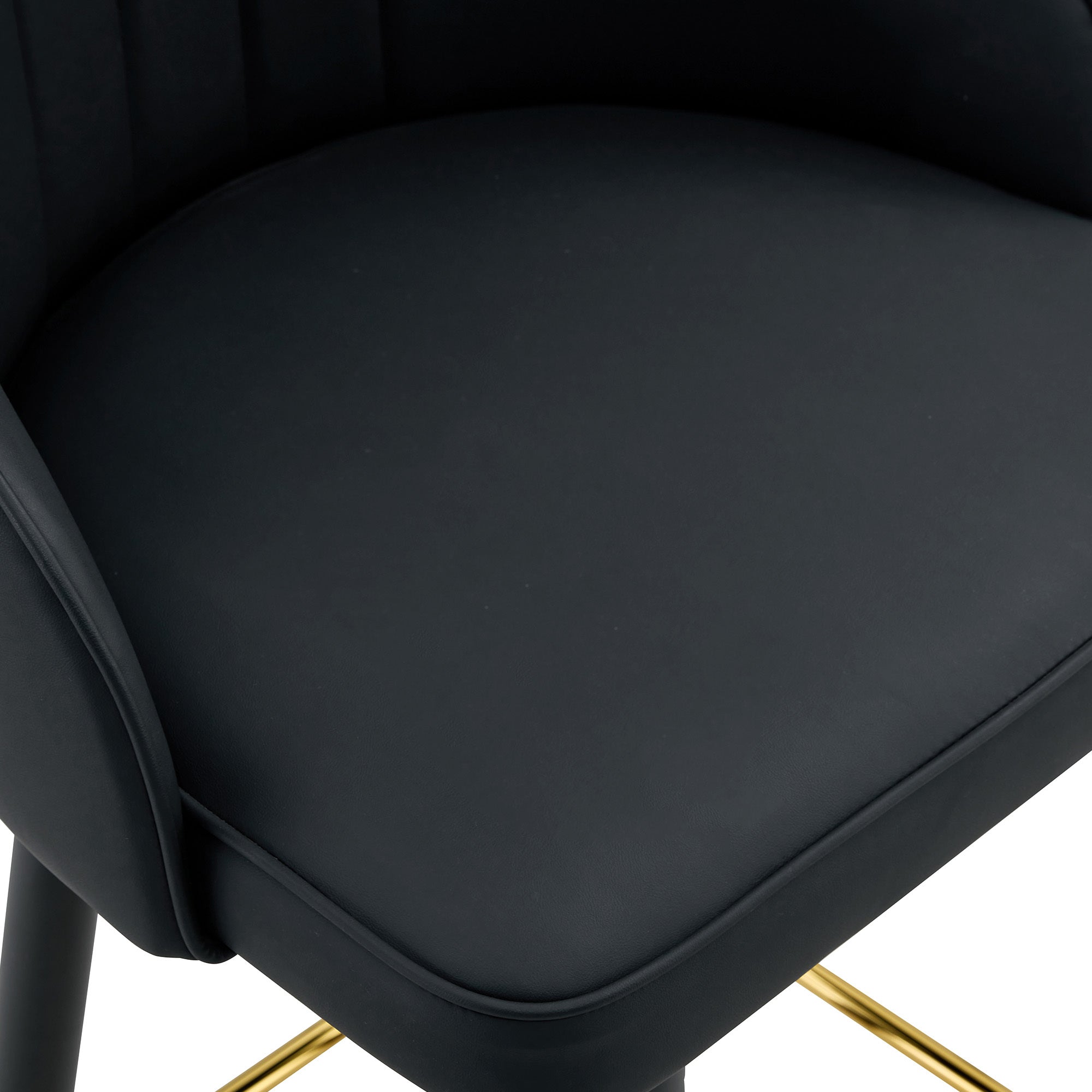 Black PU Leather Bar Stools – Set of 2 | 37.7" High with Ergonomic Backrest & Gold Footrest