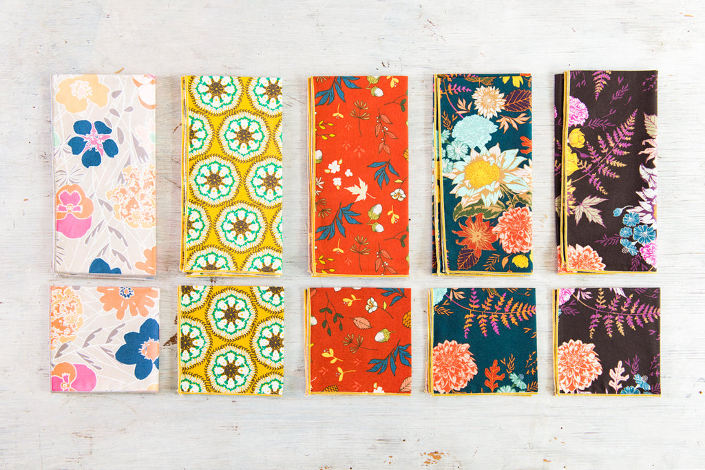 Winter Blue Floral Cloth Napkins