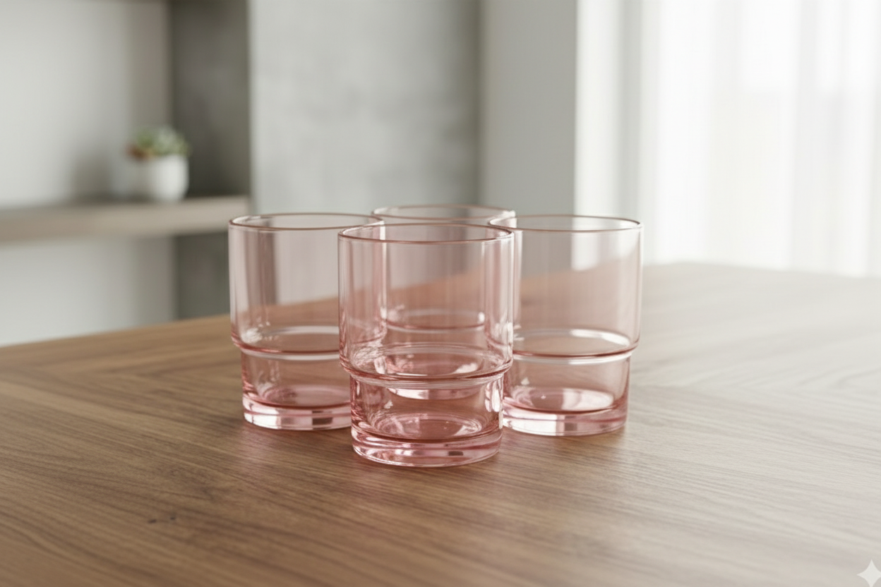 Four Blush Pink Rocks Glasses