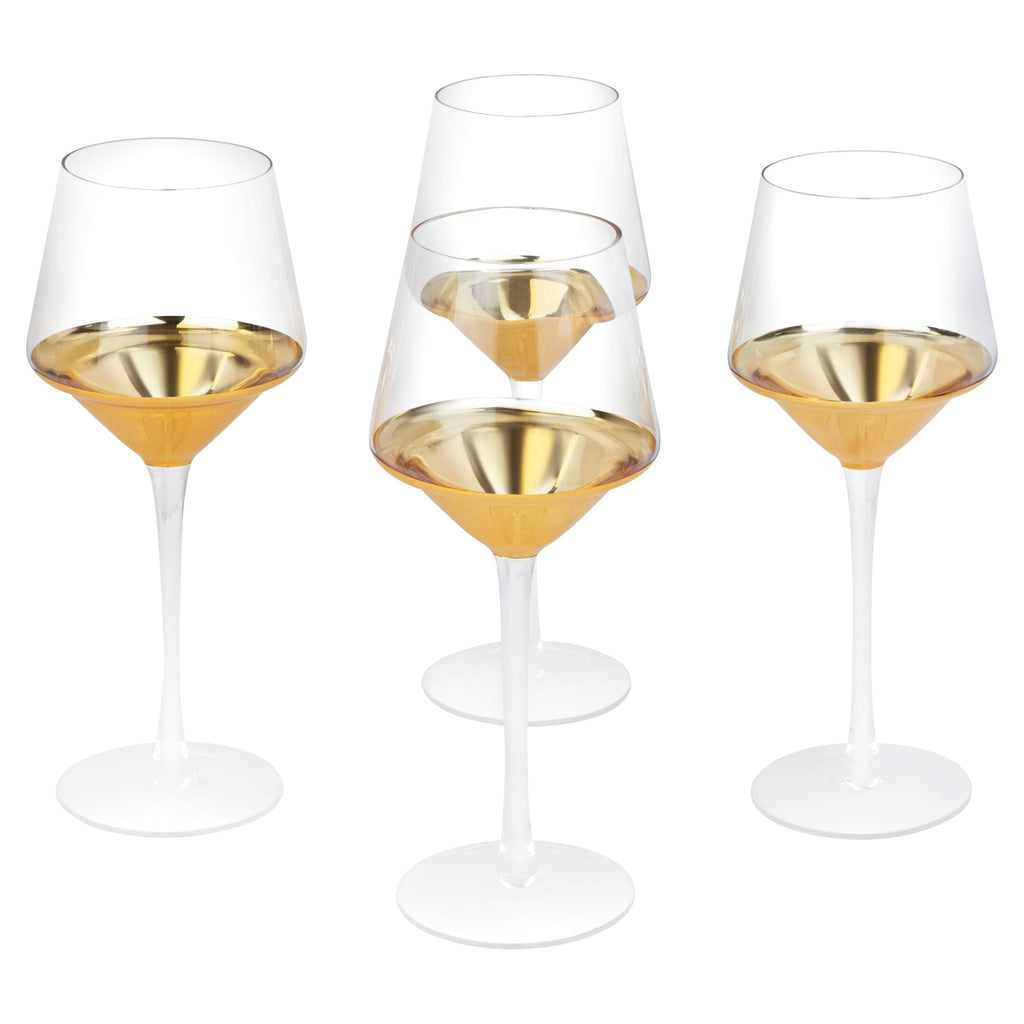 Gold Triangle Glasses – Set of 4 | Geometric Modern Glassware