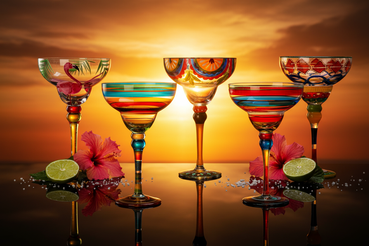 Handmade Colorful Margarita Glasses - Golden Hour Editorial