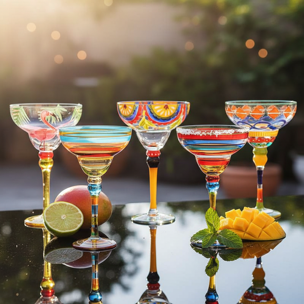 Handmade Colorful Margarita Glasses - Lifestyle Editorial