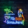 It's 5 O'Clock Somewhere Parrot Neon Sign