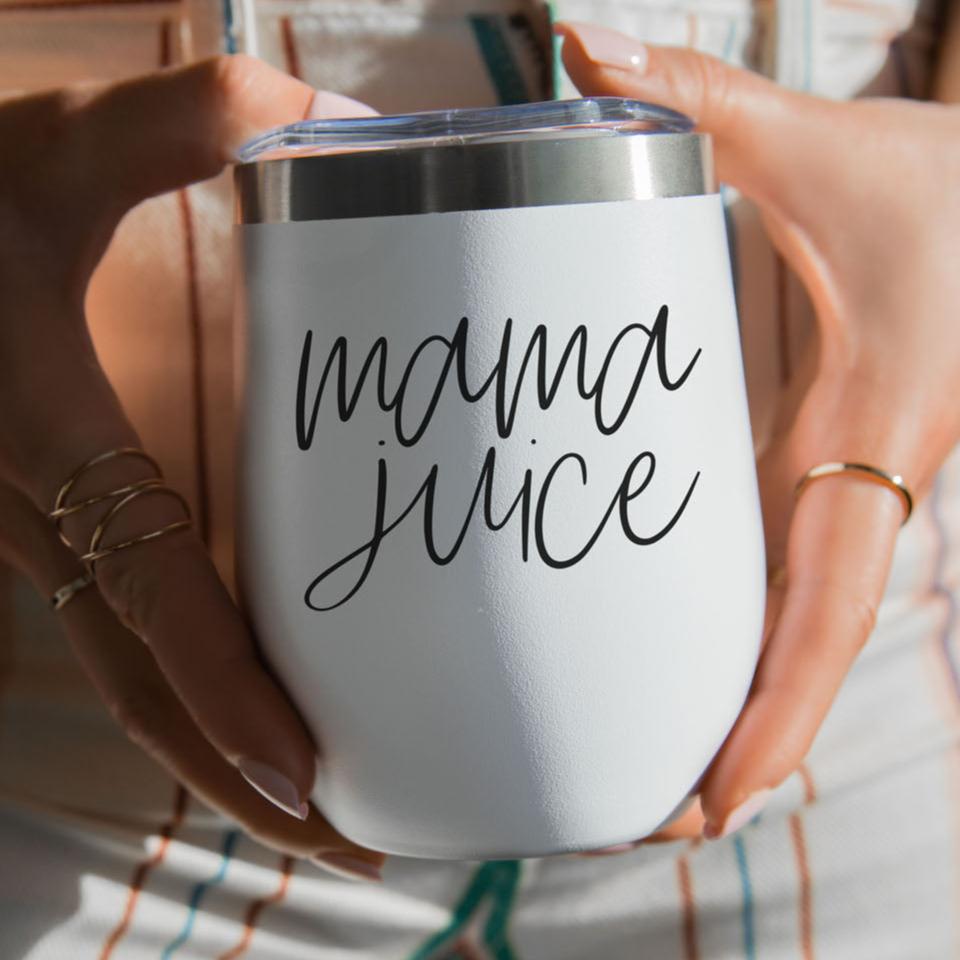 "Mama Juice" Insulated Wine Tumbler – 12oz Stainless Steel with Lid