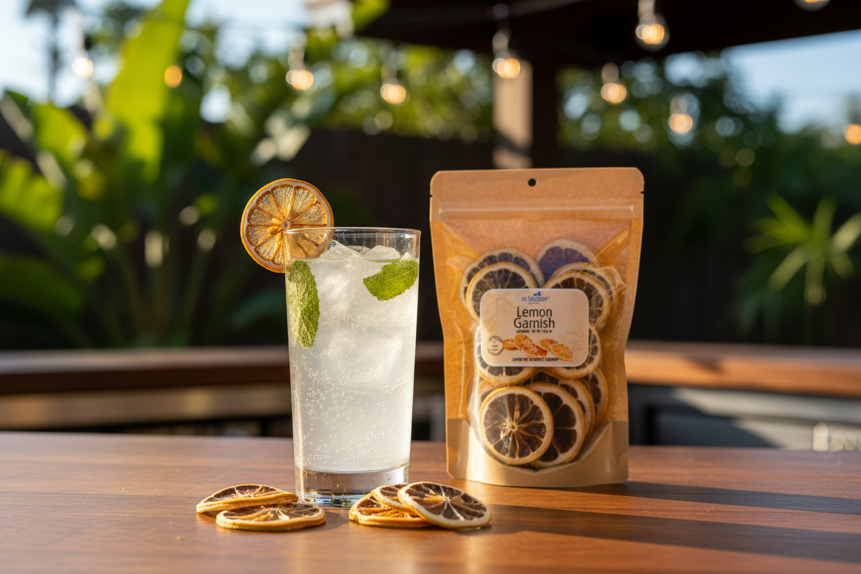Lemon Garnish Bag with Cocktail - Outdoor Bar