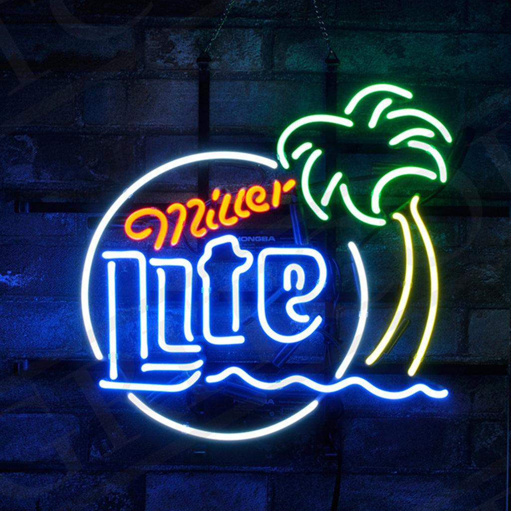Miller Lite Palm Tree & Sun Neon Sign