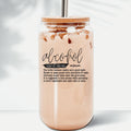 "Alcohol" Definition Glass Can Tumbler – 17oz with Bamboo Lid & Straw