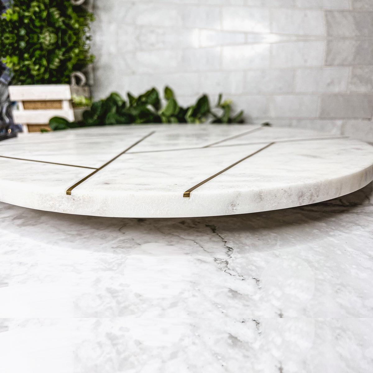 Marble & Gold Lazy Susan – 18" Rotating Charcuterie & Entertaining Board