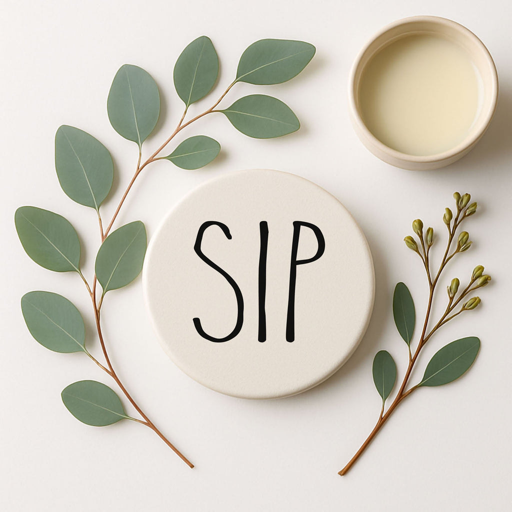 Minimalist One-Word Ceramic Coasters - 11 Moods