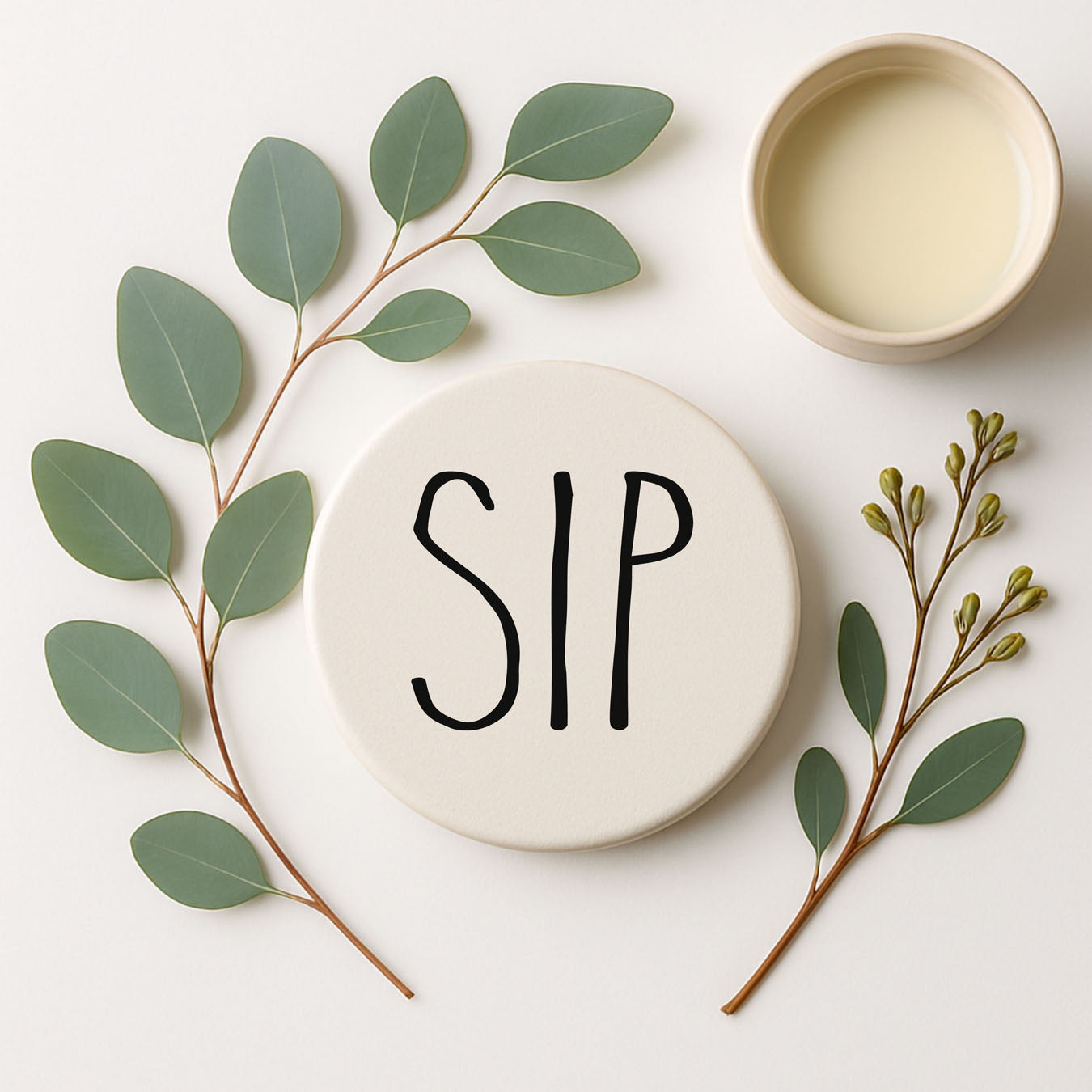 Minimalist One-Word Ceramic Coasters - 11 Moods