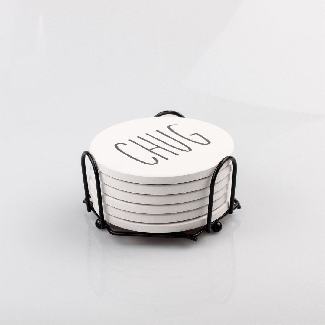 Minimalist One-Word Ceramic Coasters - 11 Moods
