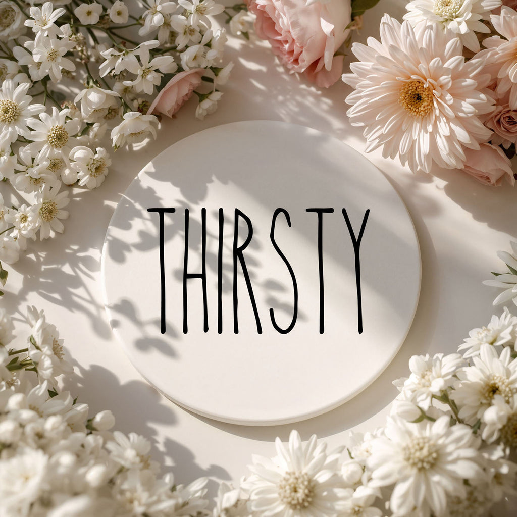 Minimalist One-Word Ceramic Coasters - 11 Moods