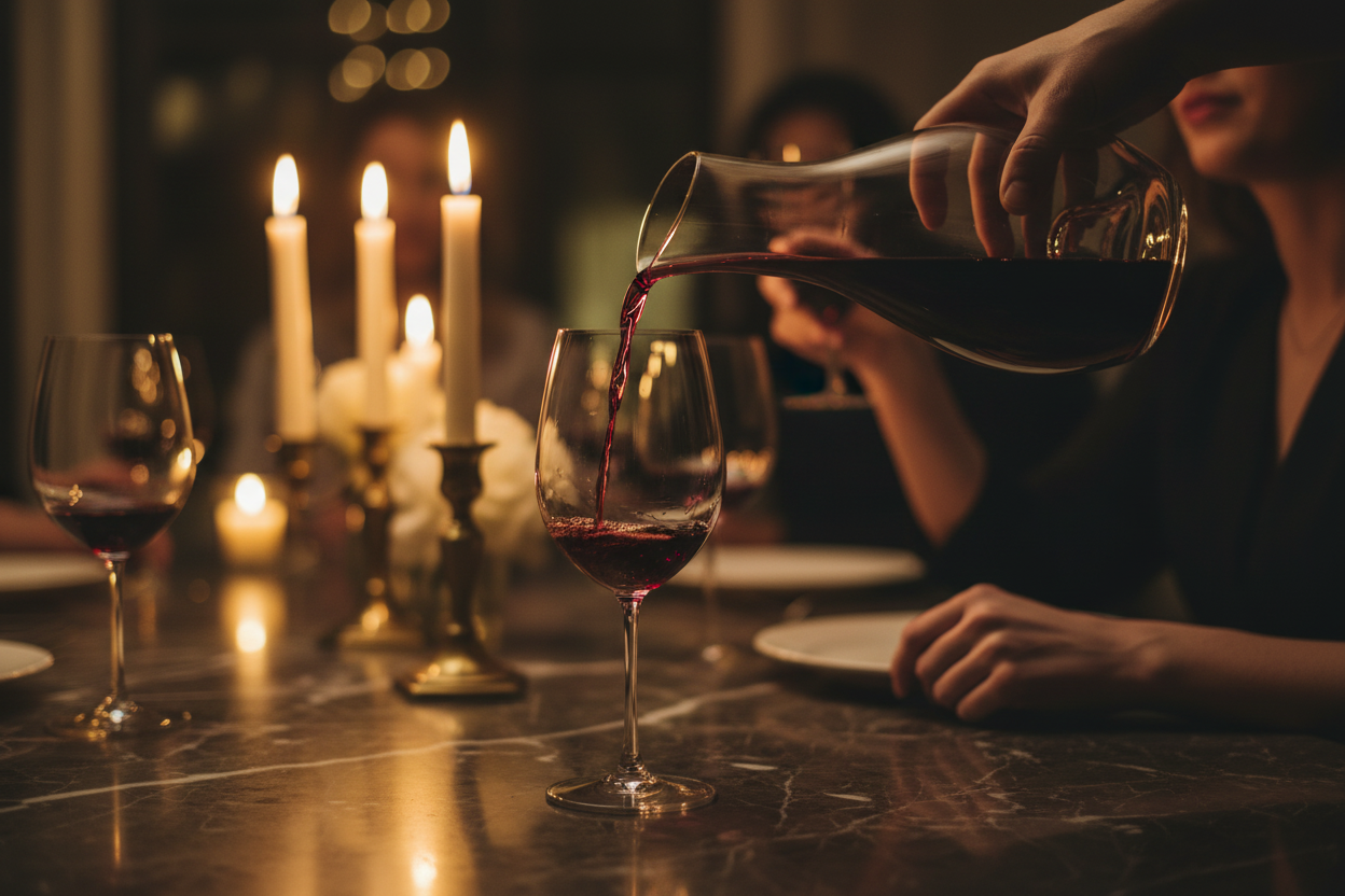 Wine Carafe In Use