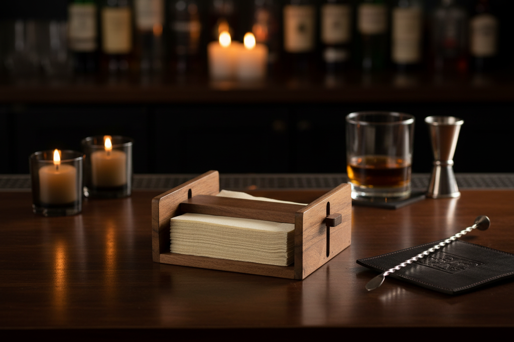 Wooden Napkin Holder Home Bar Setting