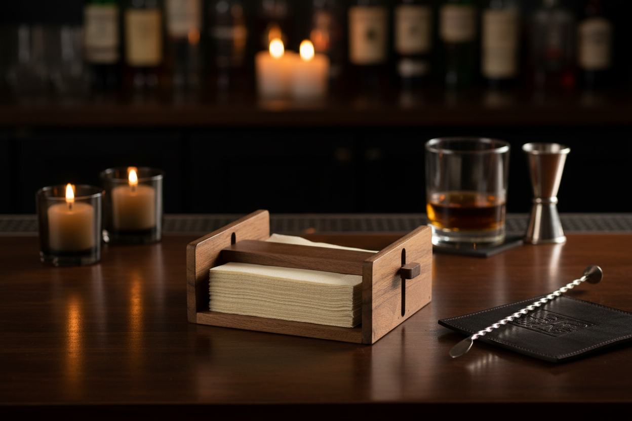 Wooden Napkin Holder Home Bar Setting